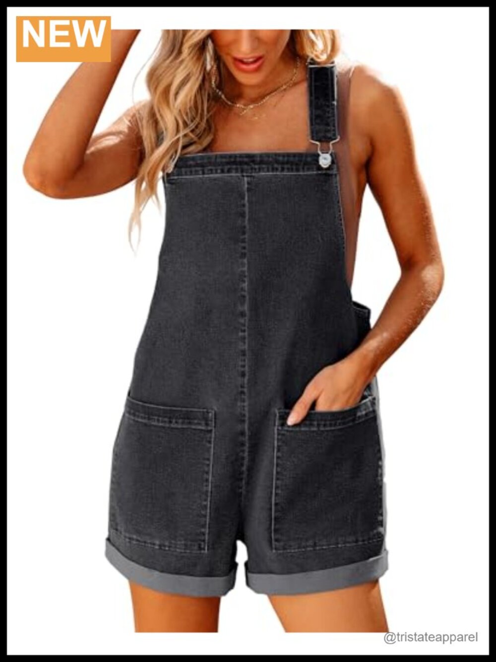 Womens Short Overalls Loose Fit Stretchy Denim Jumpsuit Shortalls with Pockets